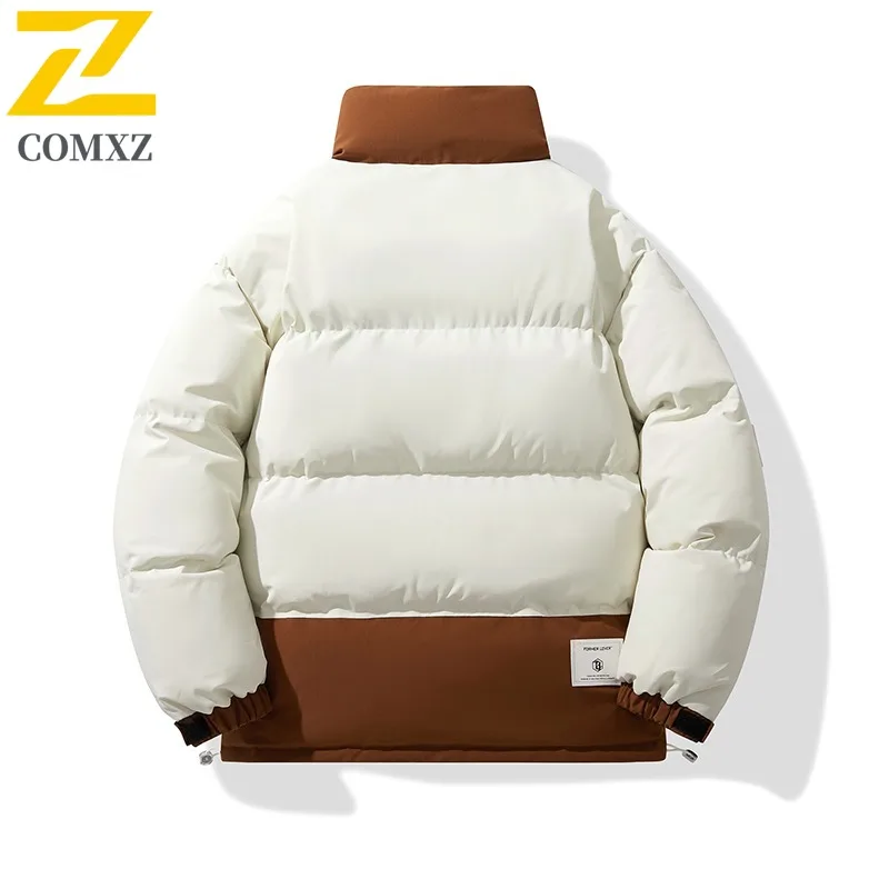 COMXZ 2025 الرجال الوقوف طوق معطف مبطّن قصير سميكة الشتاء سترة منفوخة الشباب موضة التحكم في الأسعار 119 يوان