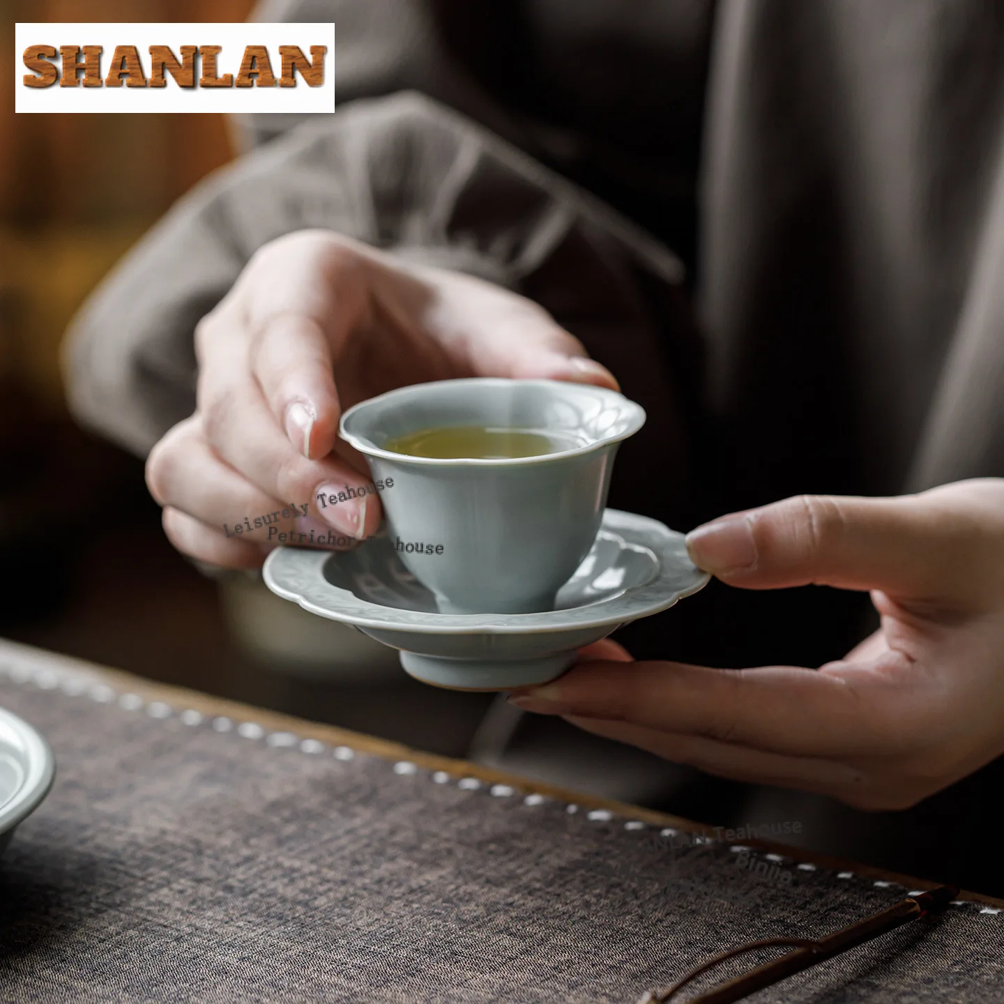 1pc Handamde Sky Blue Ru Kiln Porcelain Coasters Zen Stand For Mugs For Coffee Cups Saucer Anti-scald Placemats Teacup Base