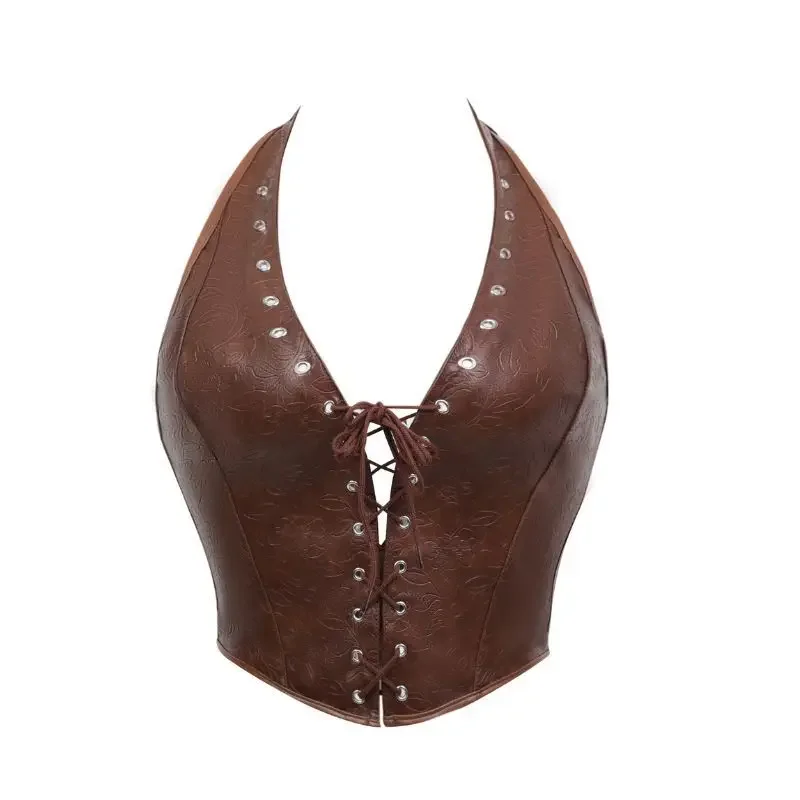 

Корсет из искусственной кожи с бретелями, бюстье в стиле стимпанк, спортивный жилет под грудью, готический женский винтажный сексуальный жилет