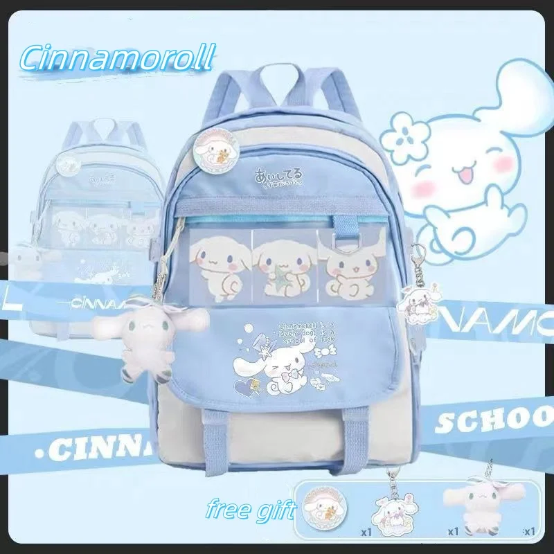 

Sanrio плюшевая игрушка Cinnamoroll аниме рюкзак дети девочка мальчик черный синий школьный портфель кавайная школьная сумка компьютер большой подарок