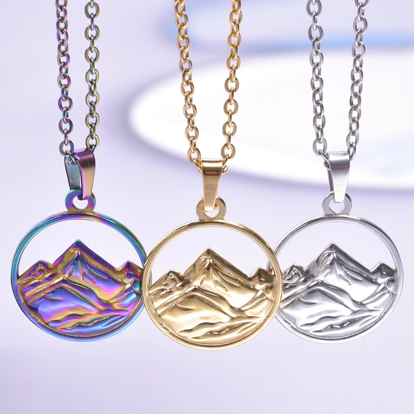 Chain Of Mountains Charm Necklaces For Women/Men Accessories Rainbow/Silver/Gold Color Pendant Chain Neck Choker Vintage Jewelry