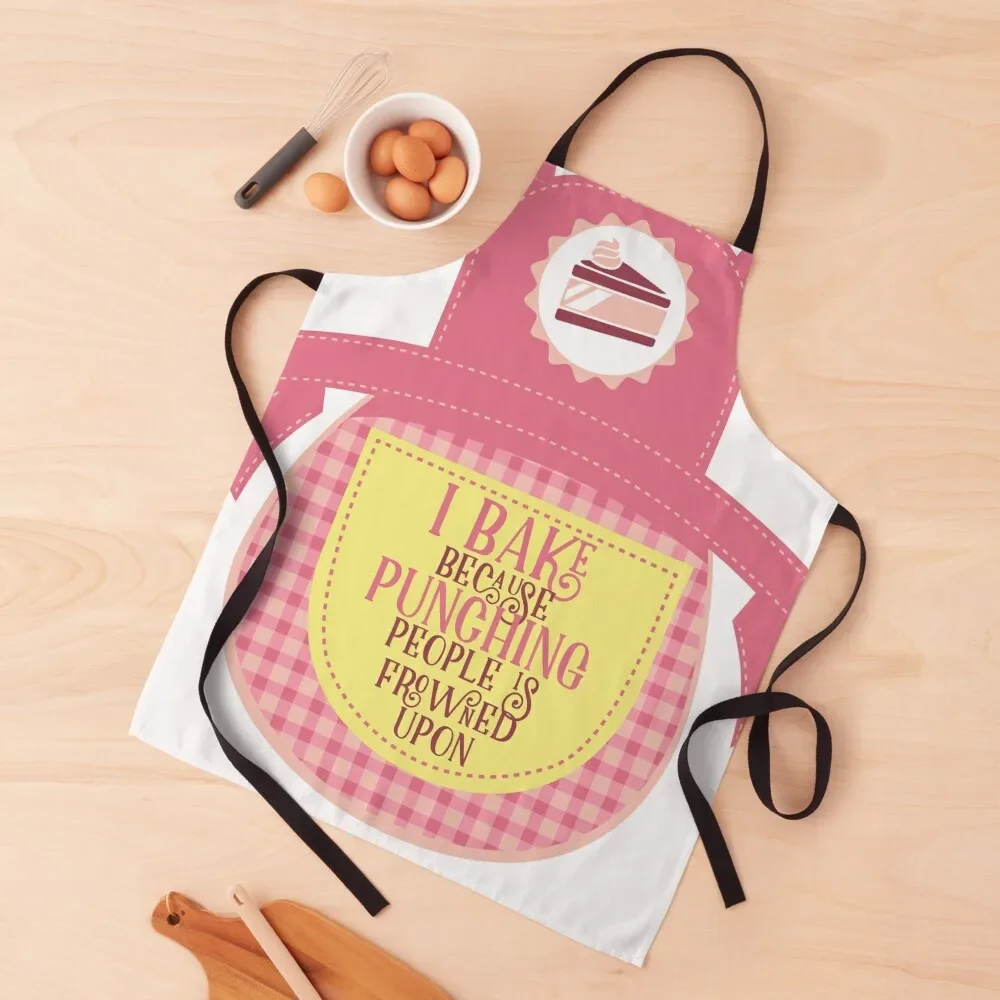 I bake because punching people is frowned upon Apron Waterproof women cookings for women Apron