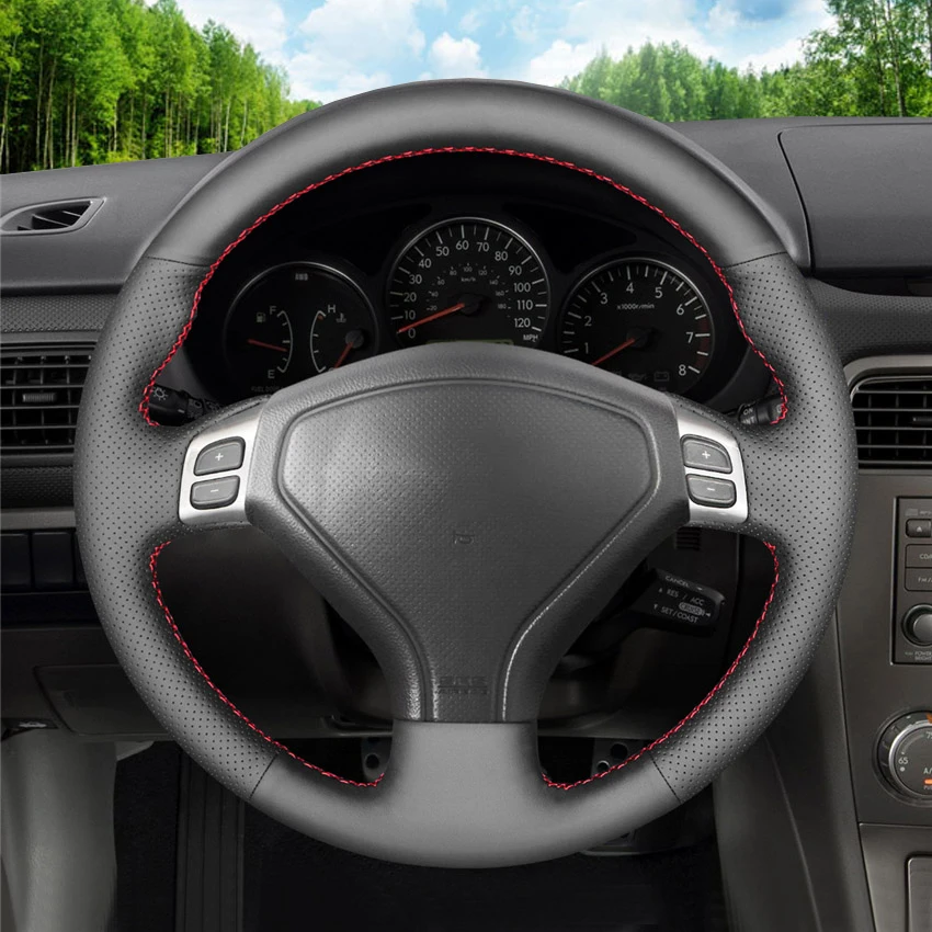 Black Faux Leather Car Steering Wheel Cover for Subaru Forester 2004-2007 Outback Legacy Impreza WRX 2003-2007
