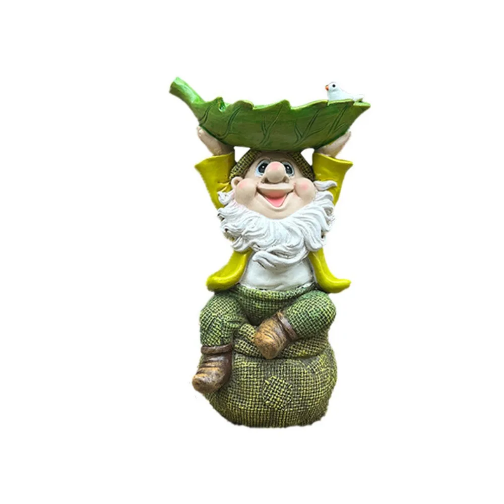 

Resin Dwarf Sculpture Ornament Creative Waterproof Gnomes Bird Feeder Cute Bird Water Bowl Landing Horticulture