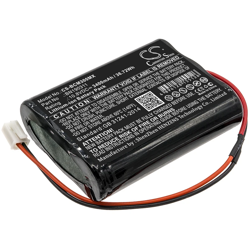 CS 3400mAh / 36.72Wh battery for Bionet BM3, BM3Vet, BM3VET Next Monitor, BM5Vet BN190311