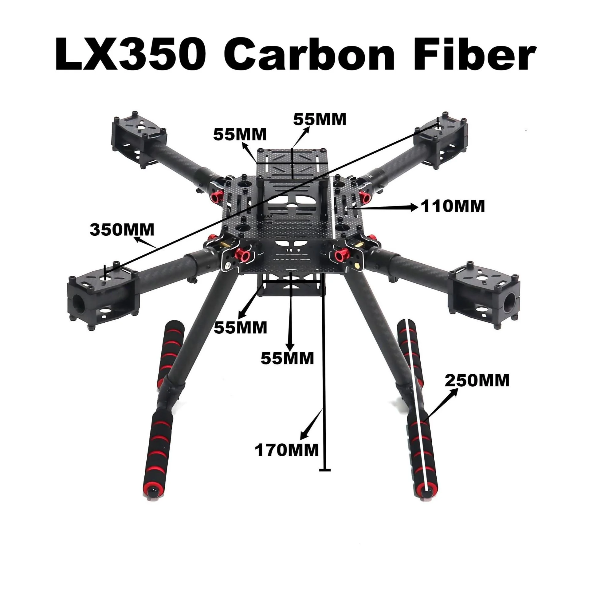 Cadre FPV haute durabilité LX350 PRO, quadrirotor en Fiber de carbone à 4 axes de 350mm avec train d'atterrissage pour Drones RC DIY