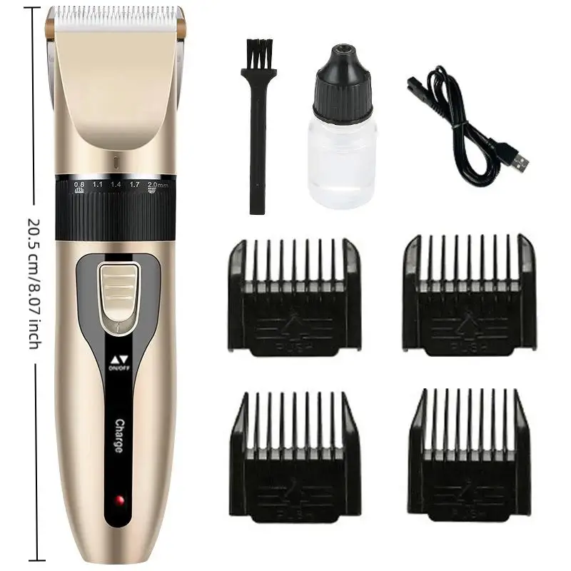 USB-Aufladbarer Rasierer Haarschneidegerät Elektrisches Haarschneideset 4 Verschiedene Klingen Haarrasierer Haartrimmer Geräuscharm – Detail 8