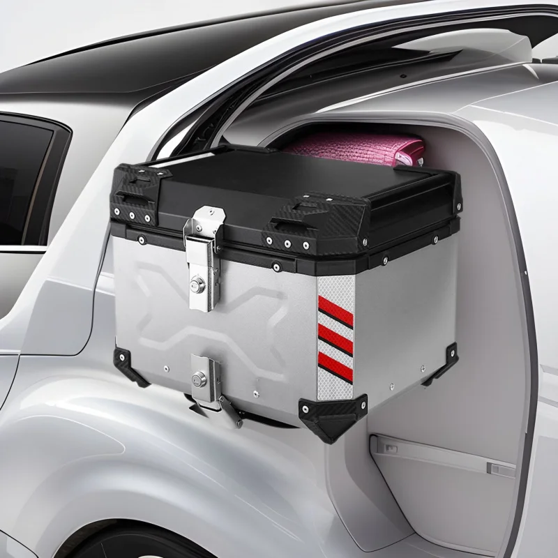 Motorcycle trunk, aluminum alloy tail box,-large capacity vehicle rear trunk, scooter delivery box