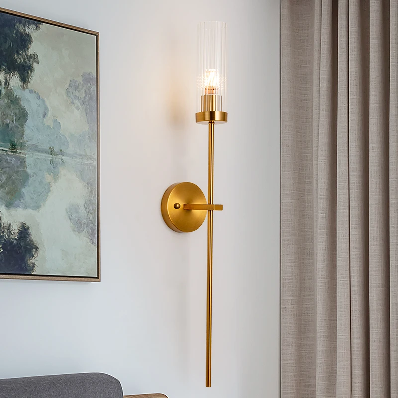 

Nordic Gold Wall Lamp Modern Glass Lampshade Wall Sconce Bedroom Bathroom Mirror Light Led Wall Light for Home Living Room Decor