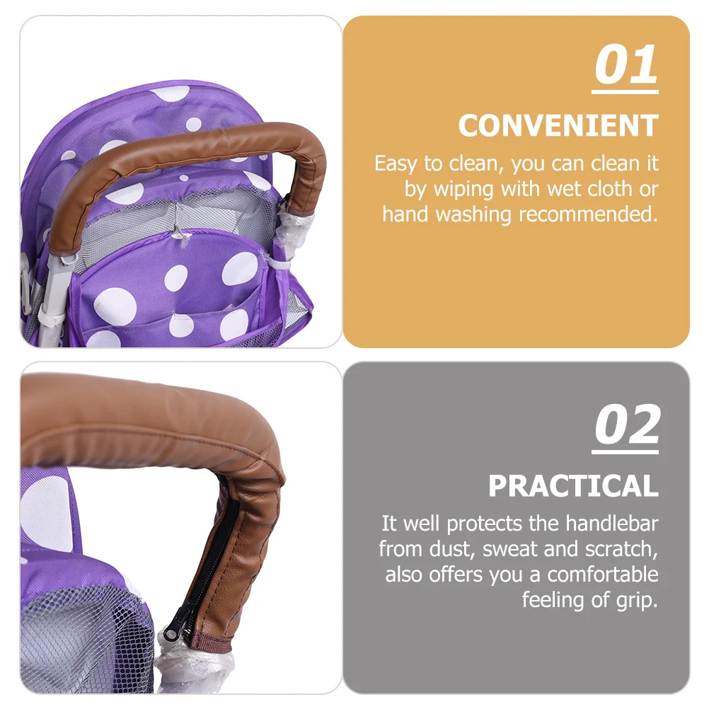 

Защита подлокотника коляски, чехол на руль из искусственной кожи, защита от пота, удобная ручка, легкая чистка, установка, рукав для ручки коляски