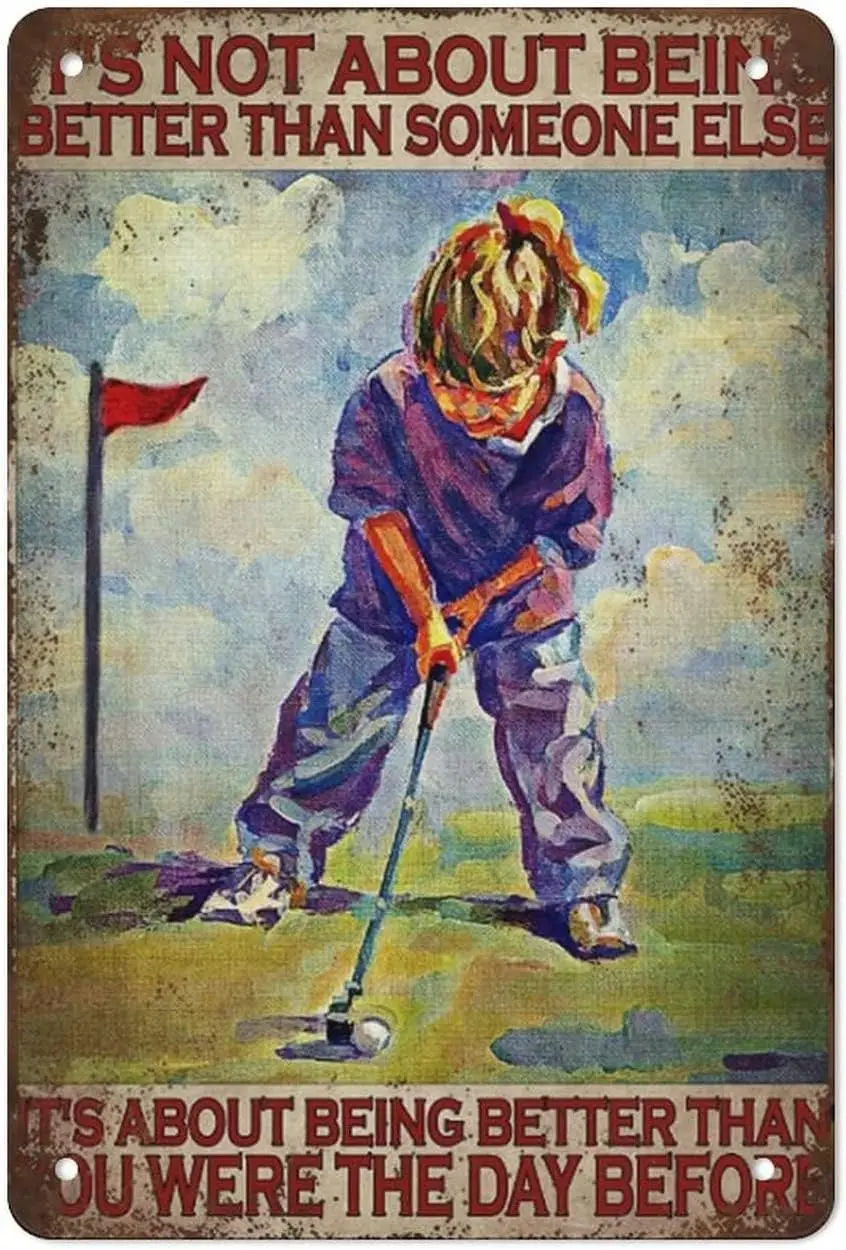 Halloween Tin,It;s Not About Being Better Than Someone Else Golf Vintage Home Decor Poster Decor Poster Wall Art Tin Sign Decor