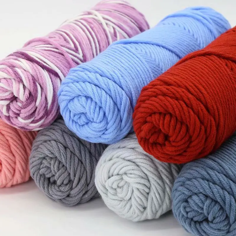 3Pcs 8 Strands Cotton Yarn Coarse Yarn  Scarf Thread Thread Milk Cotton DIY Scarf, Sweater Handbag