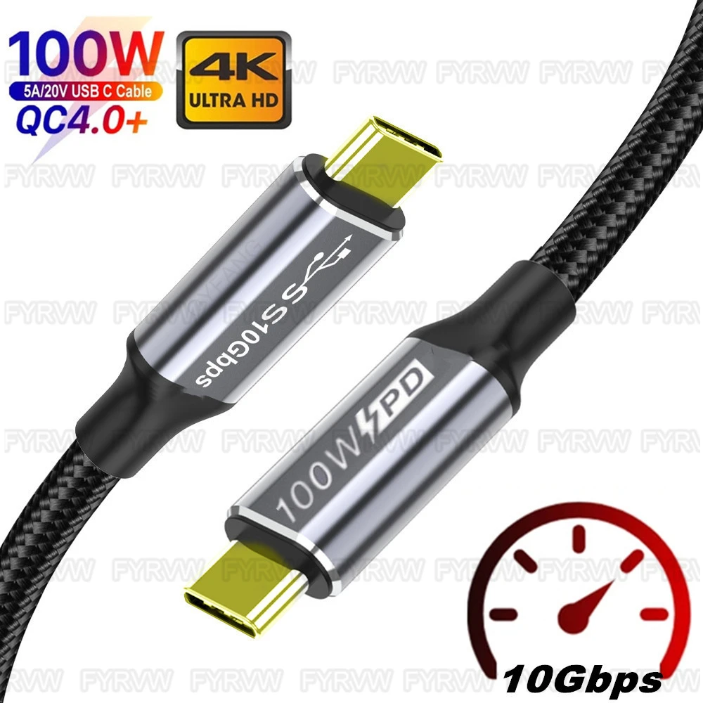 USB3.1 Gen2 4K Vidio 케이블 유형 C 5A PD 100W 빠른 데이터 케이블 10Gbps 유형 C 빠른 USB 3.2 케이블 삼성 S21 Macbook Pro