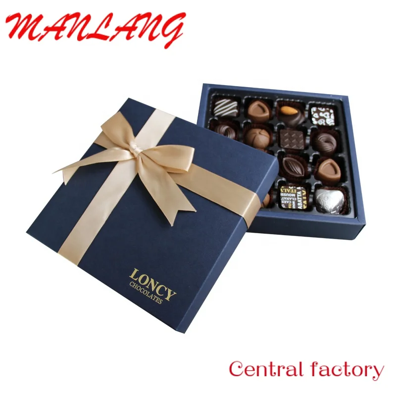 Custom  Customize Luxury Gold Foil Stamped Food Grade Wedding Chocolate Paper Box packaging