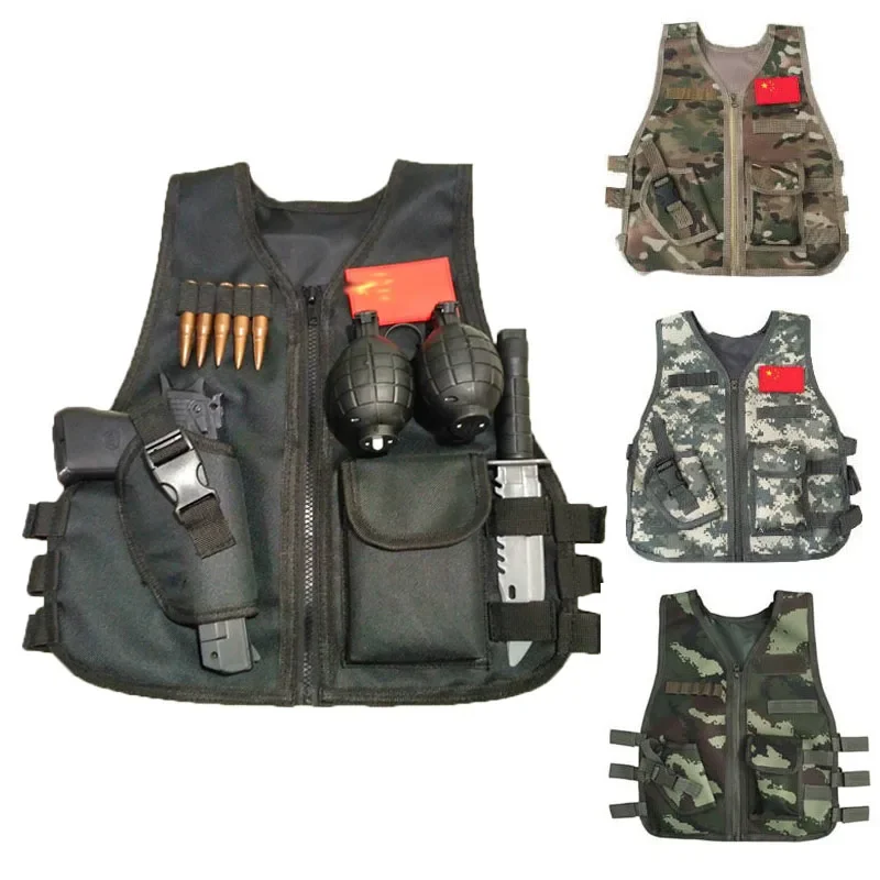 Children Army Tactical Military Sniper Vest Hunting Camouflage Jungle Combat Clothing CS Game Vest Training Gear for kids