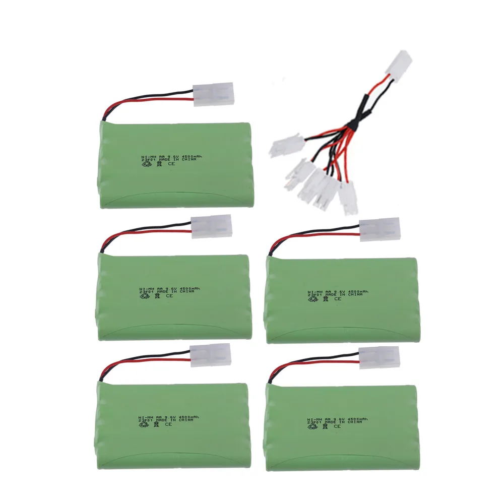 Ni-MH-batería recargable de 9,6 V y 4500mah, juegos de cargador para juguetes Rc, coches, tanques, Robots, barcos, pistolas, 9,6 v, paquete de batería Ni-MH de 8 * AA