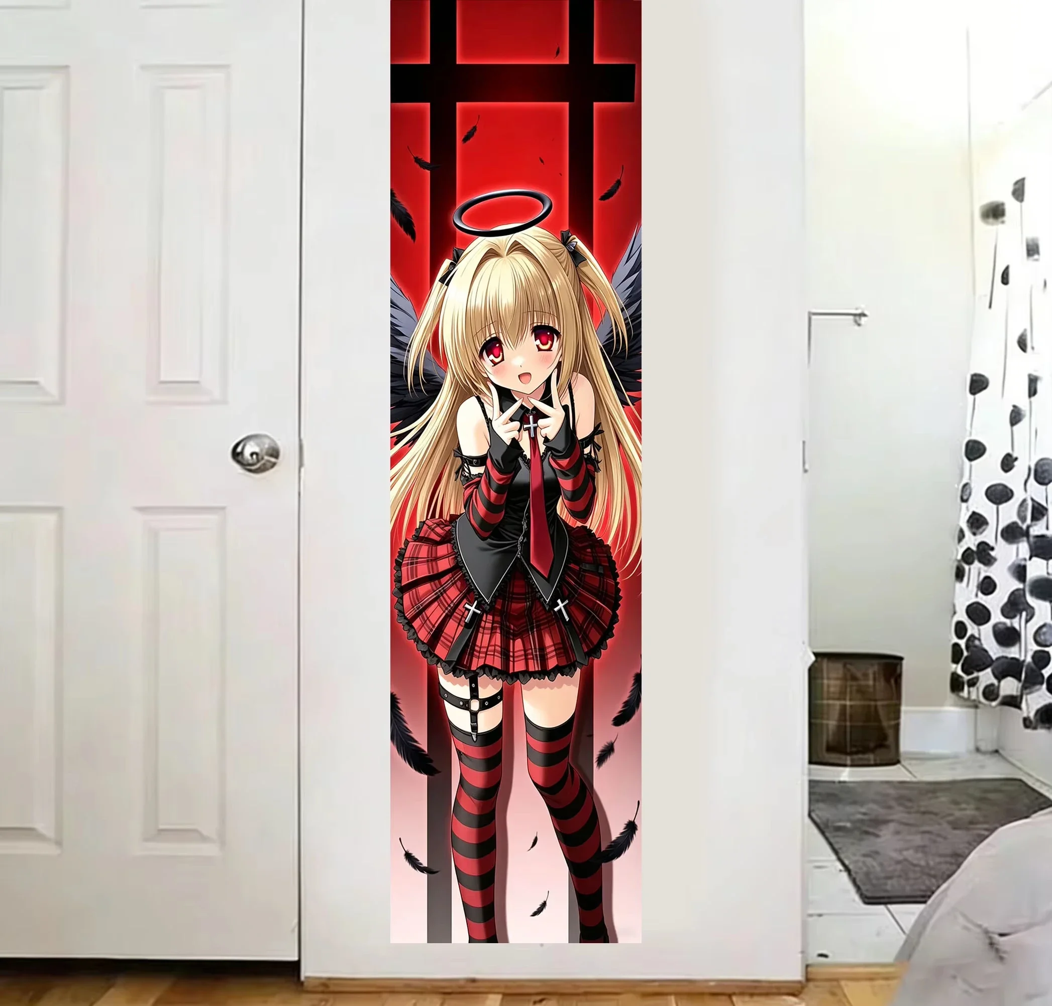 1pc Anime Angel Long Wall Tapestry, large fabric hanging decor. Suitable for home and bedroom aesthetic styling, trendy art deco