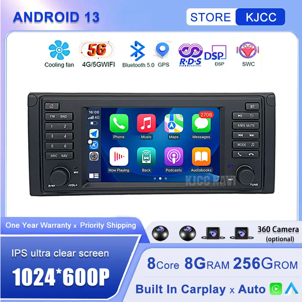 

Car Radio Android 13 Auto For BMW 5 serie E39 M5 1996-2003 Multimedia 7“ Center Accessories Smart Car Systems 5G Wifi DSP