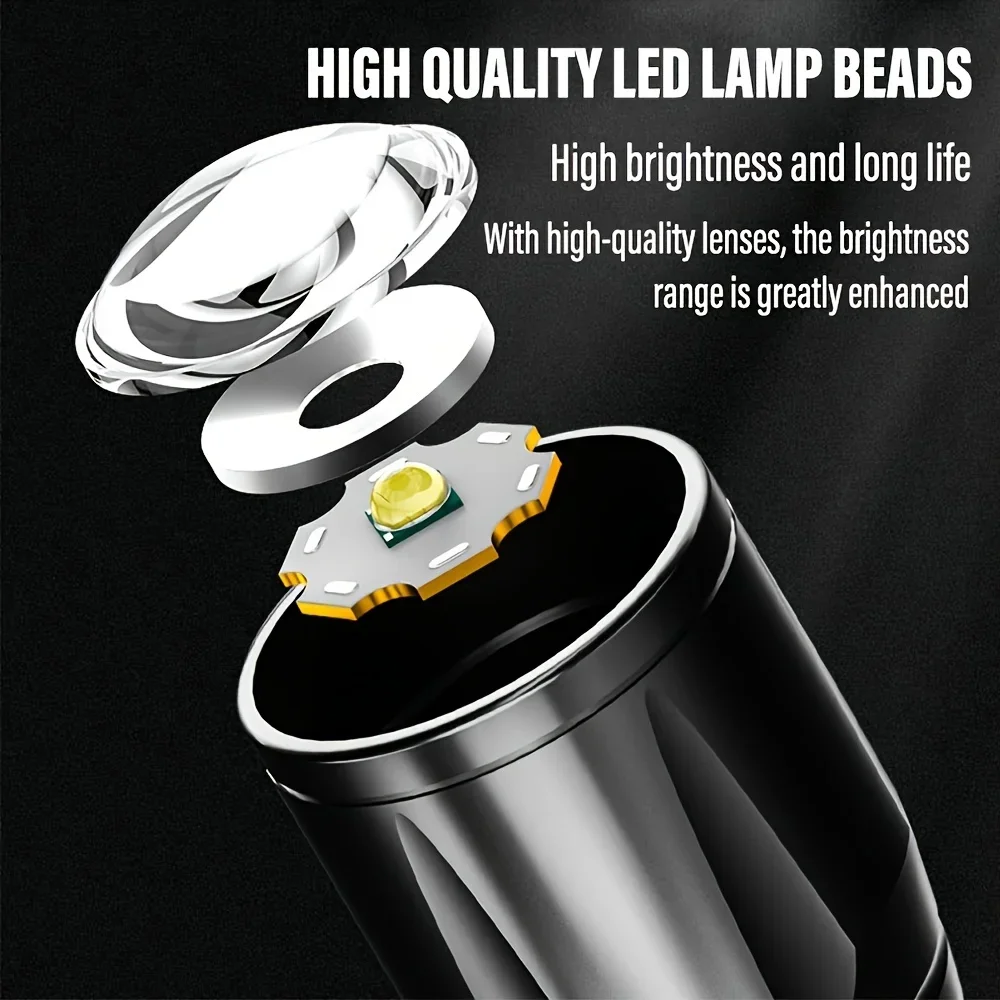 2-10PCS Mini LED Flashlight Portable Rechargeable Tactical Torch Zoomable Focus Light for Camping Hiking Emergency Lantern