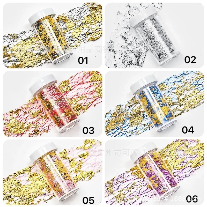 1 pudełko złote srebrne nieregularne papier z folii aluminiowej naklejka artystyczna do paznokci 3D brokat DIYA lakier żelowy UV Manicure ozdoba do paznokci narzędzia