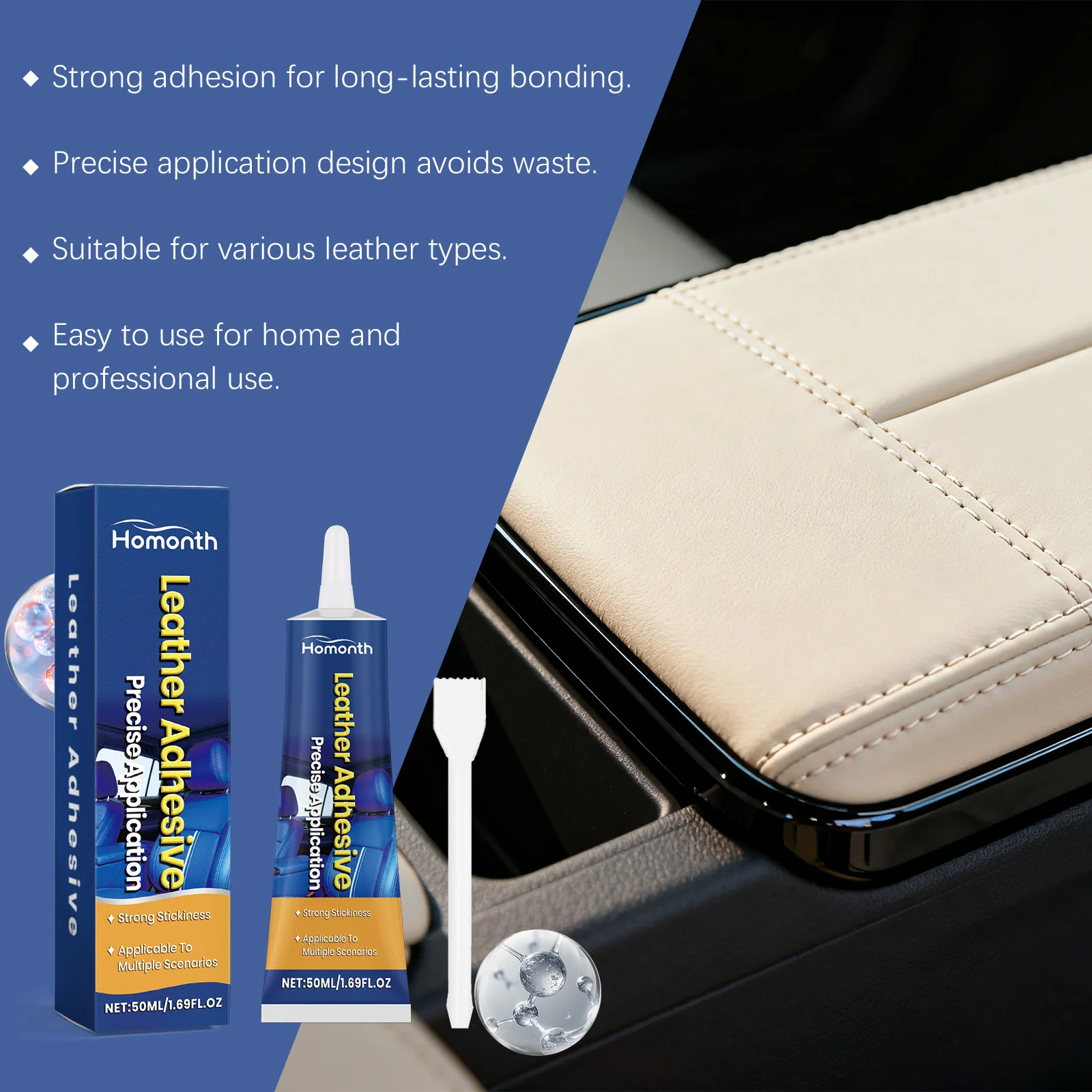 Pro Leather Invisible Repair Paste Strong Stickiness Flexible Leather Glue for Sofa Auto Upholstery Cracks Tears Restoration