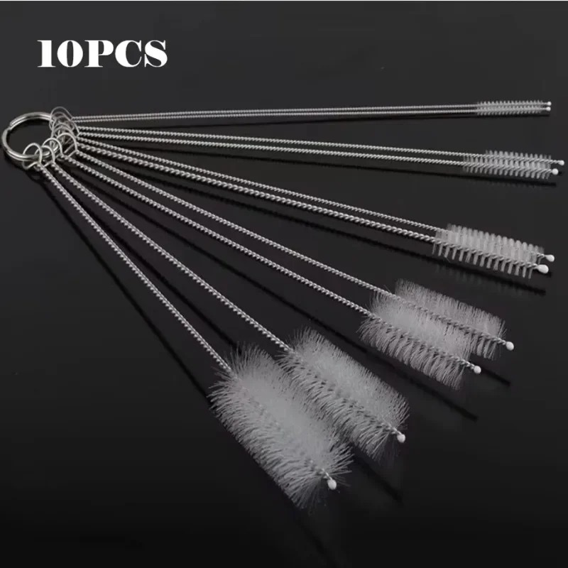 10 pieces/set of multifunctional straw brush set, cleaning brush, cleaning agent, stainless steel brush, kitchen supplies