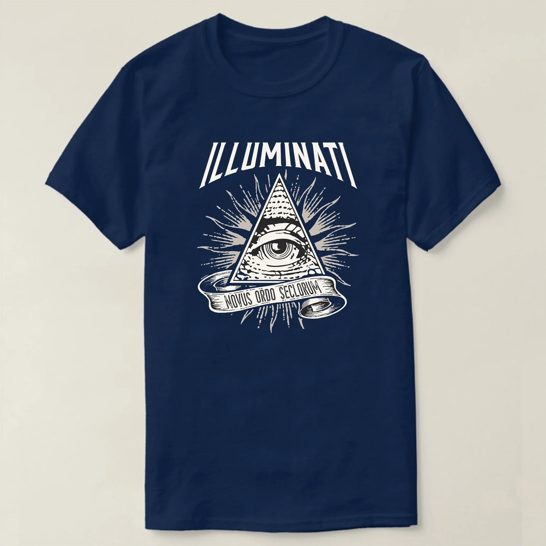 Illuminati New World Order Design, Eye of Providence T-Shirt 100% Cotton O-Neck Short Sleeve Casual Mens T-shirt Size S-3XL