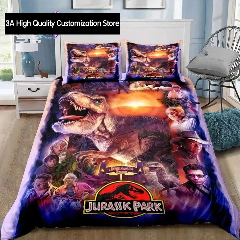 ديناصور الحديقة الجوراسية ثلاثية الأبعاد طباعة طقم سرير واحد التوأم كامل الملكة الملك الحجم طقم سرير الكبار بنين غرفة نوم الفراش هدية #2