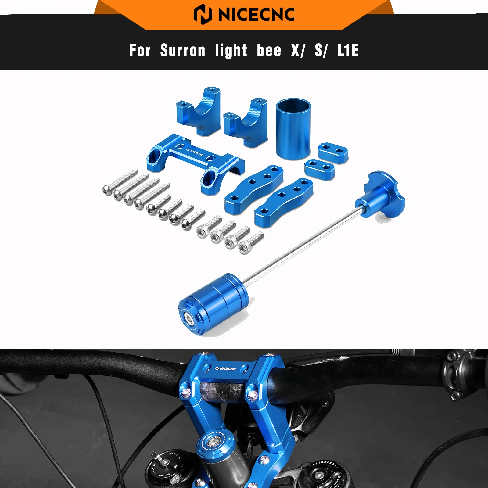

NICECNC Front Handlebar Bar Riser Mount Bracket & Fork Suspension Core For Surron light bee X S L1E Segway X160 X260 Sur-ron