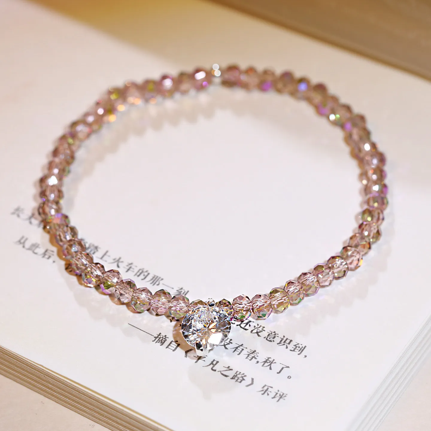 Sparkling Lavender Faceted Rondelle Strands Magnificent Solitaire Round Pendant Minimalist Glamour Chokers Wedding Anniversary