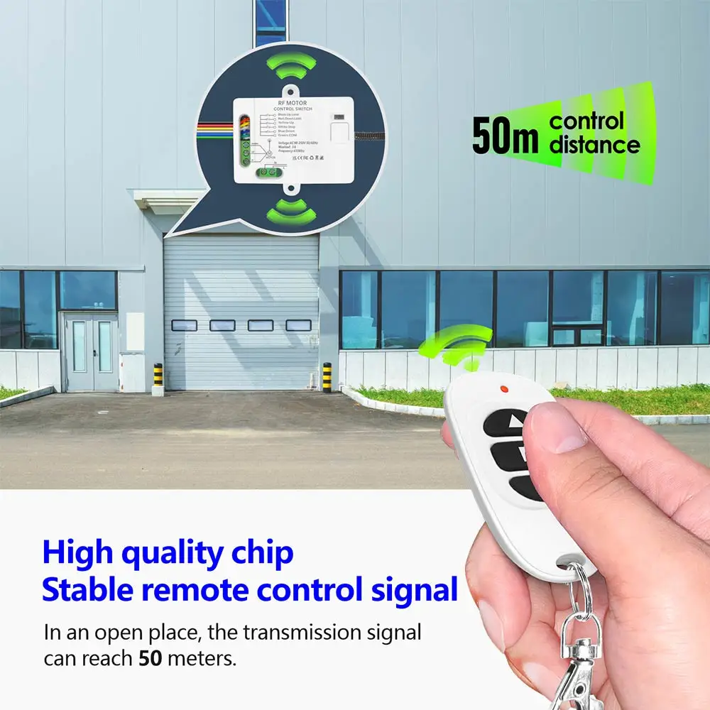 433mhz Universal Garage Door Remote Control Switch AC 110V 220V Roller Shutter Motor Receiver Rf Transmitter Connectable Limiter