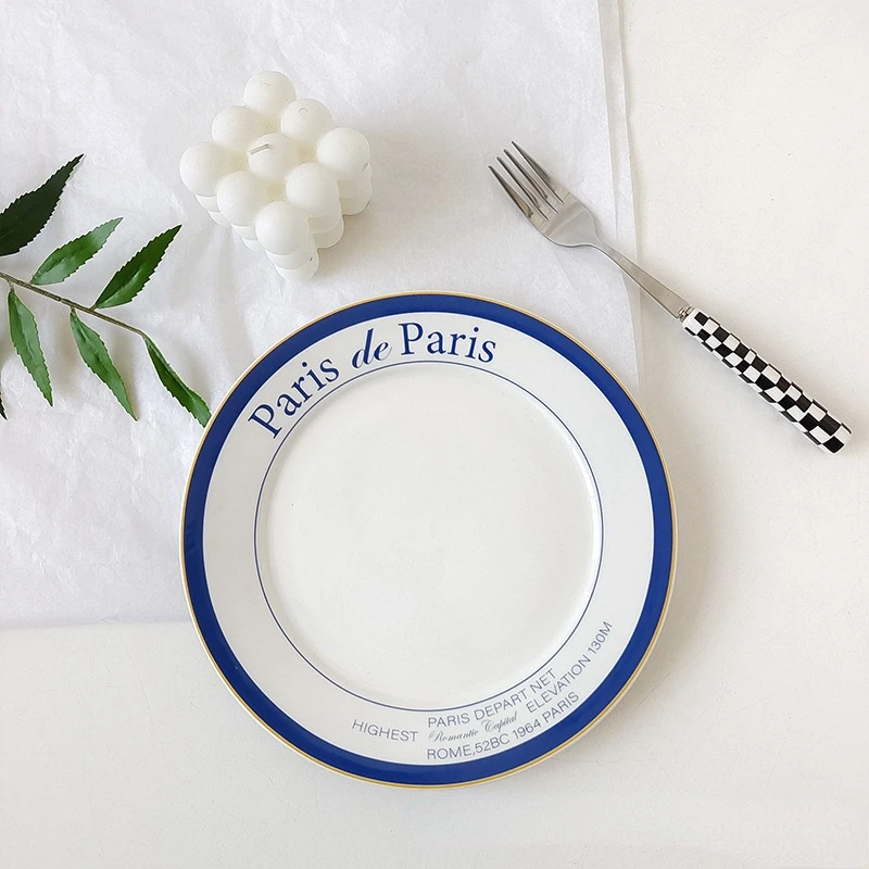 Nordic English Alphabet Ceramic Plate Modern Simple Steak Plate Korean Household Dish Saucer Cake Dessert Plate
