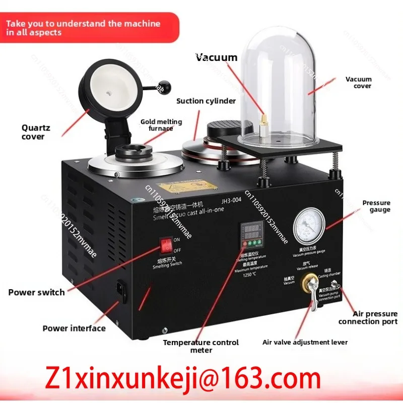 3-in-1 Jewelry Casting Machine Vacuum and Melting Equipment Refining Precious Metal Jewelry Casting Tool 1-3kg 220V/110V