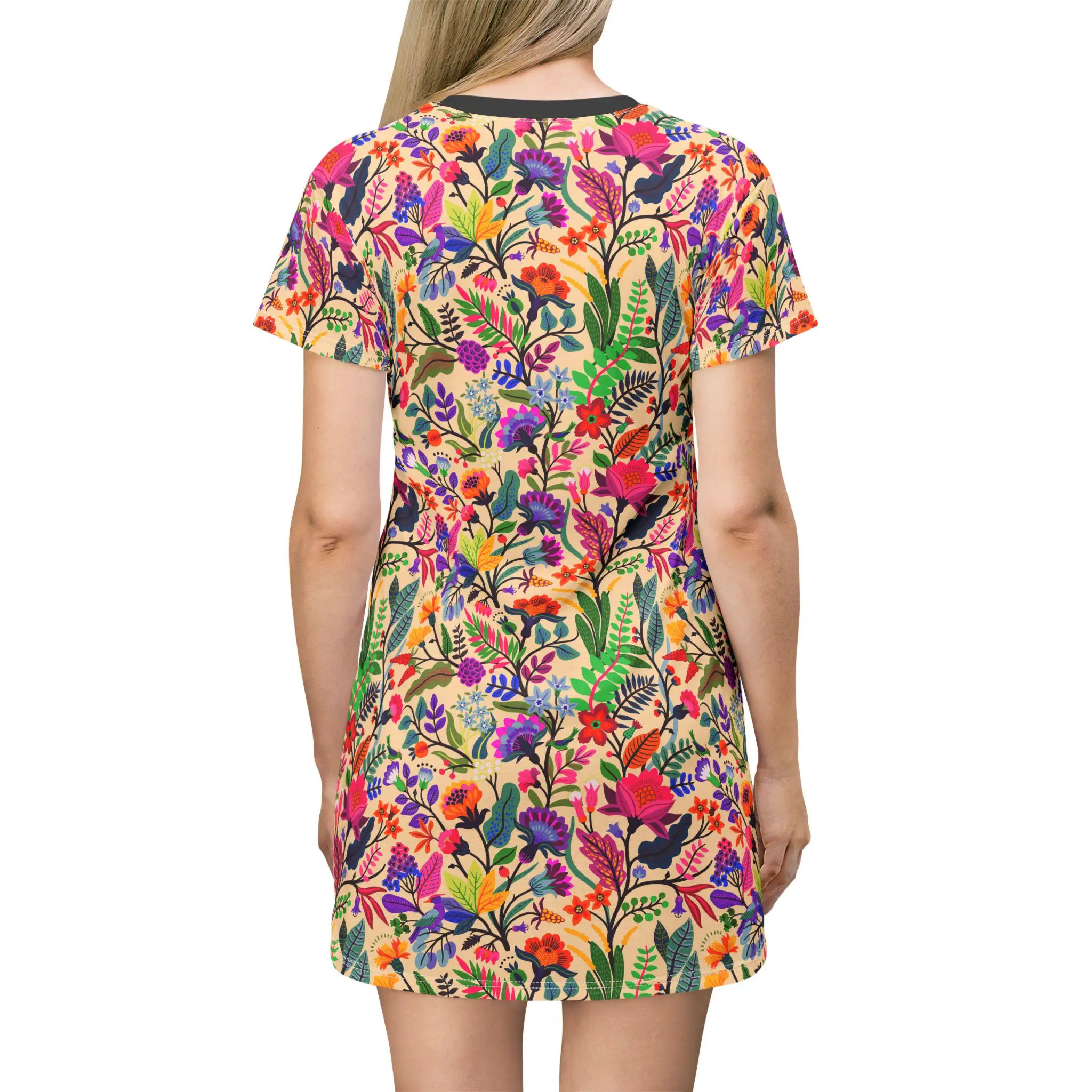 الأزهار بوهو تي شيرت فستان فساتين امرأة الصيف قصيرة الأكمام تي شيرت فستان هاواي السفر عطلة فستان فتاة الملابس Y2k الملابس #3