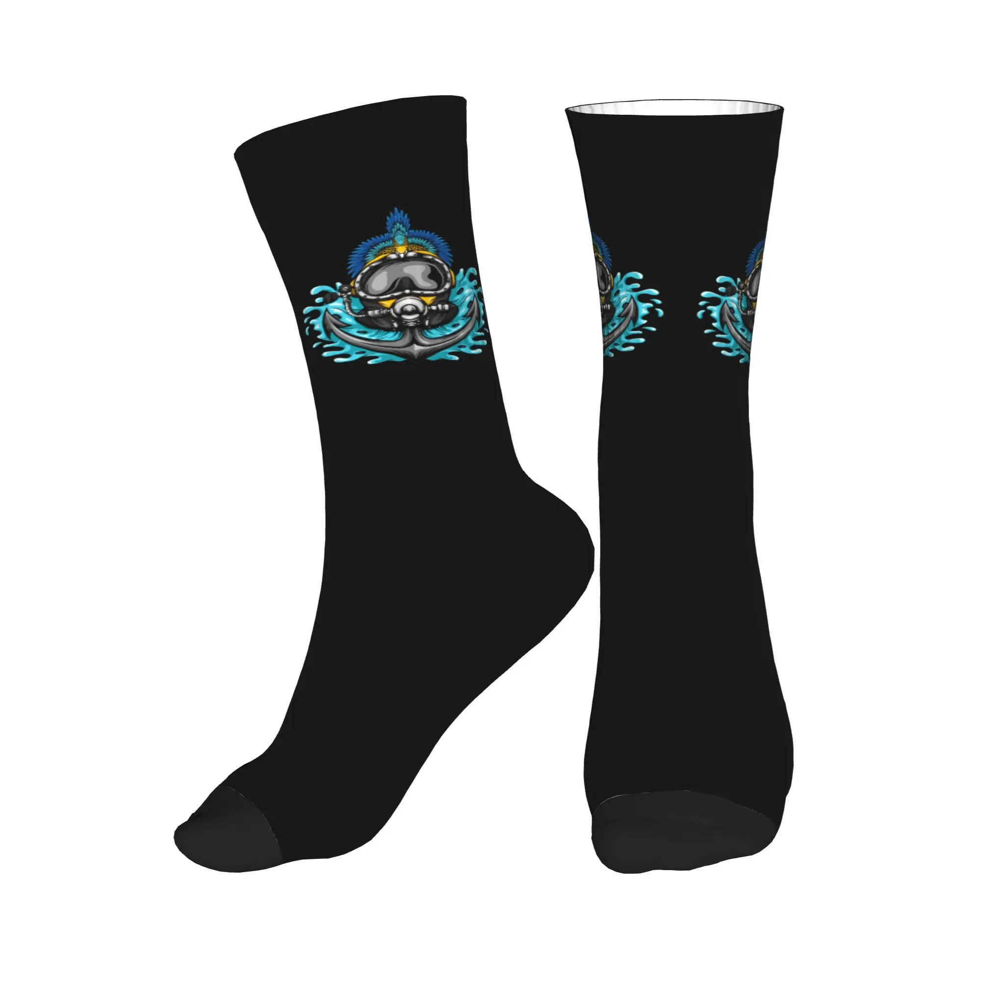 

Dive Diver Scuba Diving Anchor Mens Crew Socks Unisex Funny 3D Printing Dress Socks