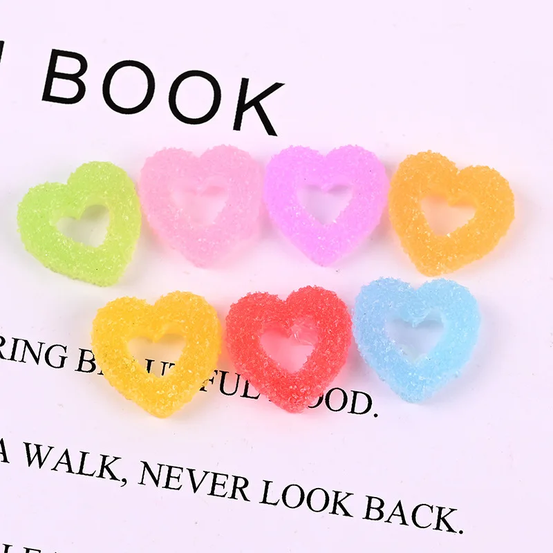 10 Pcs Simulation Frosted Sugar Love Heart Soft Candy Fondant Donut Handmade DIY Jewelry Hairpin Resin Accessories