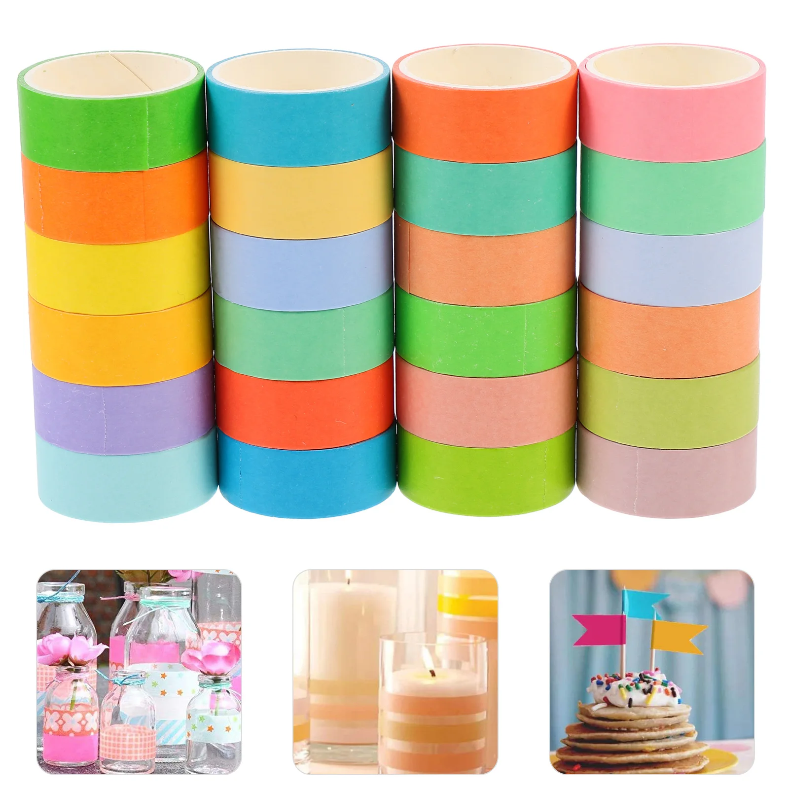 24 لفات لتقوم بها بنفسك اشي الشريط مشرق اللون شريط مزخرف لسكرابوكينغ هدية التفاف مخطط مجلة لتقوم بها بنفسك أشرطة الحرفية