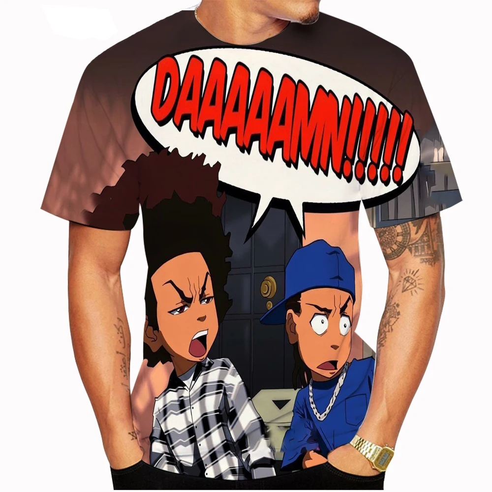 Summer new unisex fashion short-sleeved T-shirt Craig Smokey x Boondocks Huey Riley 3D printed casual T-shirt Kids Tops 100-6XL