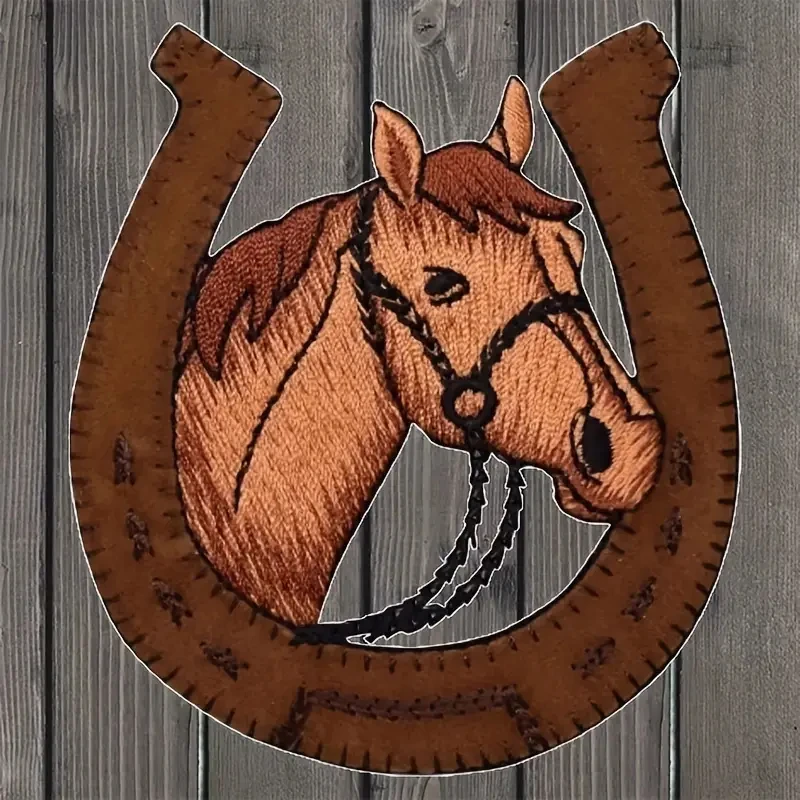 1PC Horse Cowboy Embroidered Patch Lucky Western Inspiring Badge DIY Gift Iron On Patches For Clothing Cap Jacket Trucker Hat