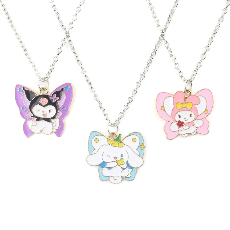 Kawaii Sanrio Necklace Kuromi Cinnamon Dog Cute Clavicle Chain Adjustable Pendant Accessories Girls Birthday Gift Toy