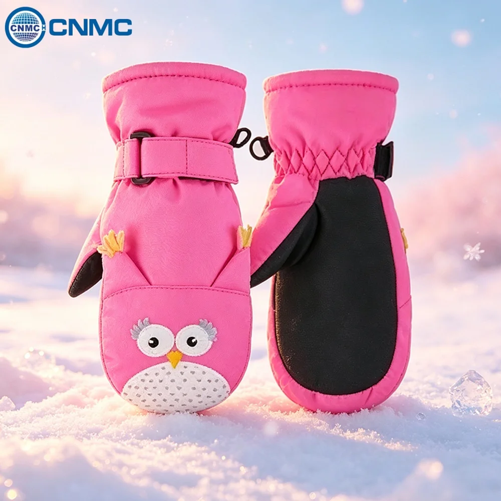 Children Ski Mittens Soft Fleece Lining Water Resistant Anti Slip Palm Vivid Cartoon Look For Snowball Fights And Outdoor Sports