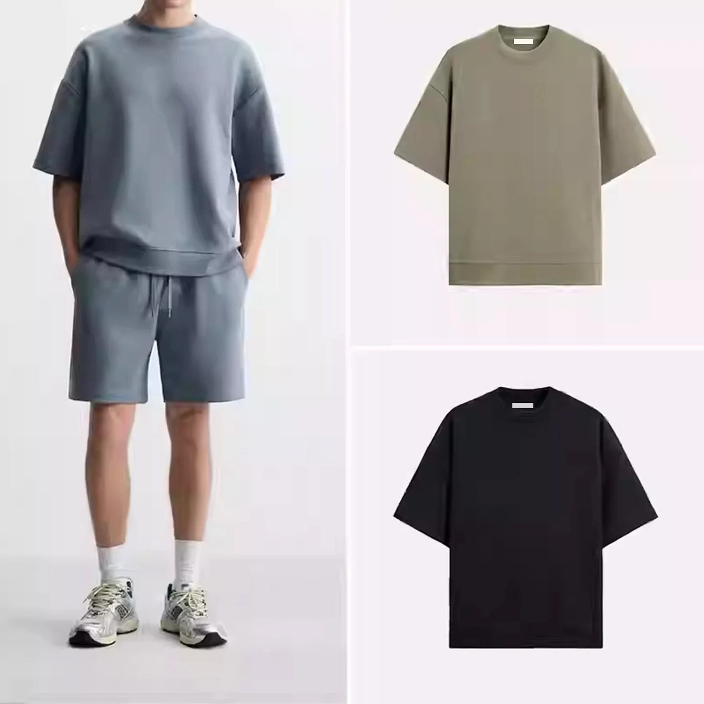 

Весна 2024, мужская повседневная двусторонняя тканевая текстура, ортообразная, свободная посадка, круглая футболка Nelline Faion Urban Sle