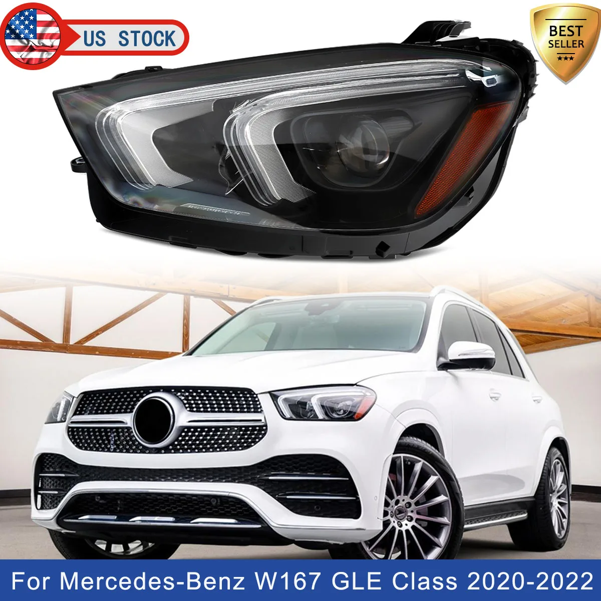 

1 шт. левая или правая боковая фара в сборе для Mercedes-Benz GLE GLE350 GLE450 2020-2022, светодиодная фара Magickit