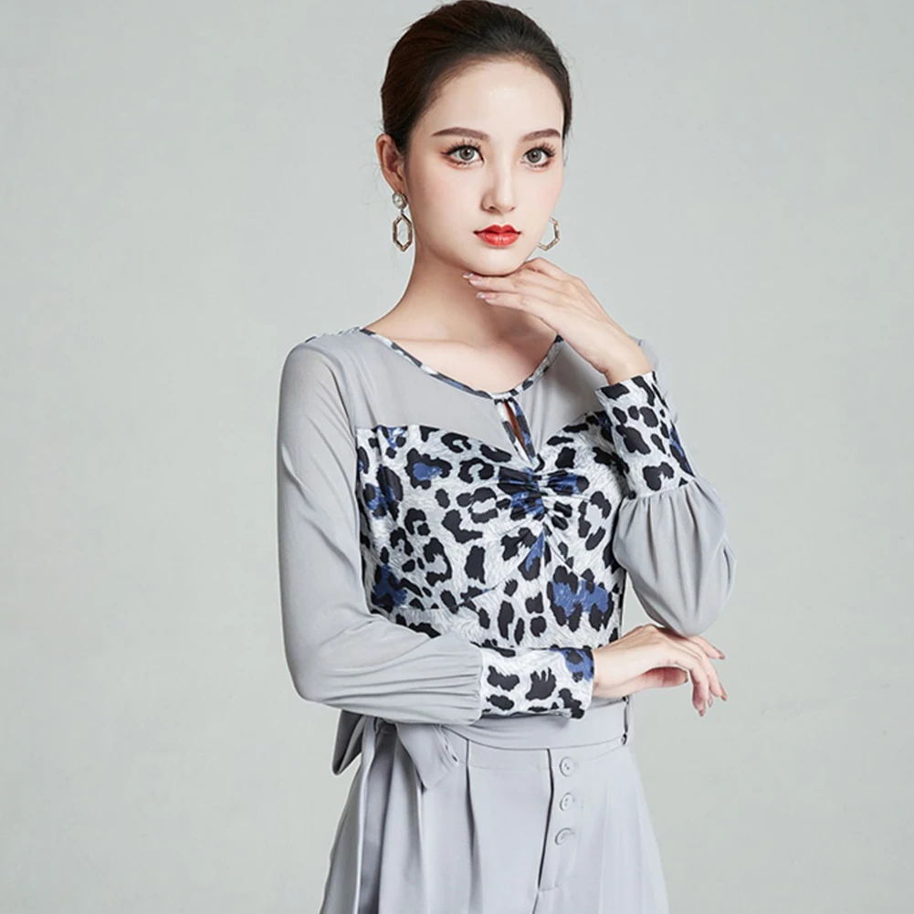 

Женский топ с длинными рукавами и леопардовым принтом, брюки из ледяного шелка для выпускного вечера, топ для тренировок и танцев, женский новый розовый топ в горошек, высокое качество