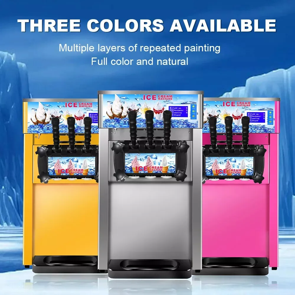 

1200W 3 Flavor Steel Commercial Frozen Yogurt Cone Maker Machine Ice Cream Maker