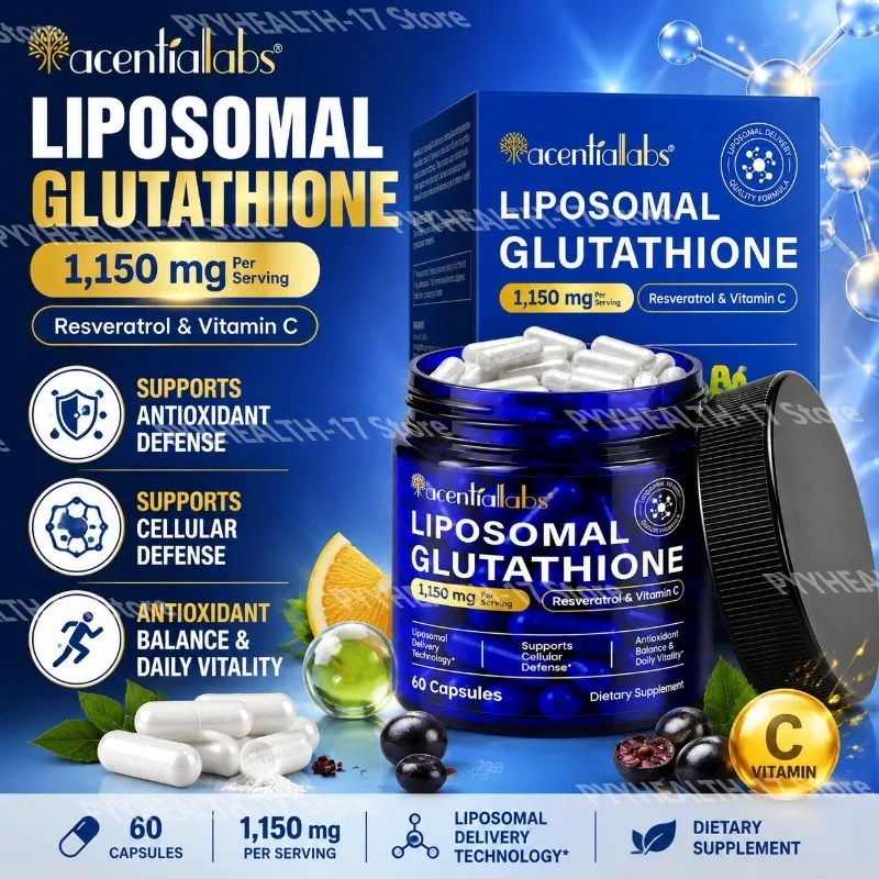 Liposomal Liposomal Glutathione Softgels with Resveratrol Extract and Vitamin C Supports Antioxidant Defense for Men Women 60 Capsules - Aliexpress Deal