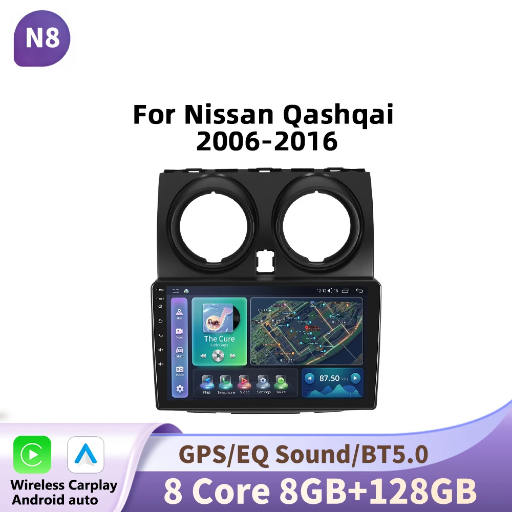 Podofo CarPlay Android Auto autoradio voor Nissan Qashqai 2006-2016 GPS intelligente systemen stereo multimediasysteem autoradio