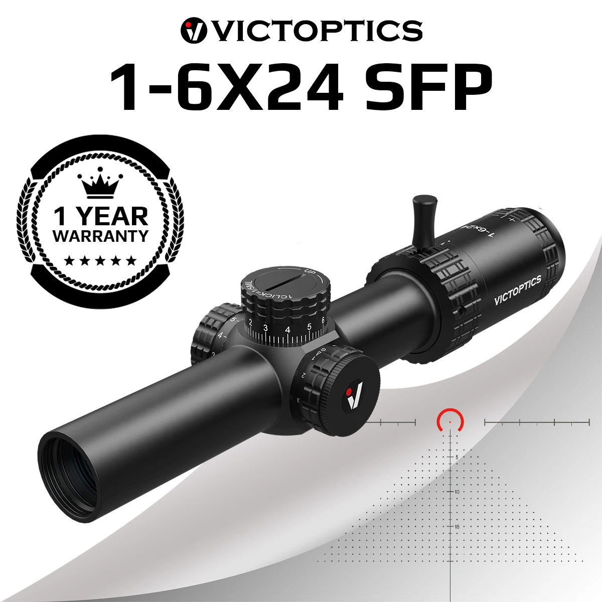 VictOptics S6 1-6x24 SFP Riflescope With Red&Green Illumination Turret lock System Wide Field of View Design For AR 15 .223 5.56