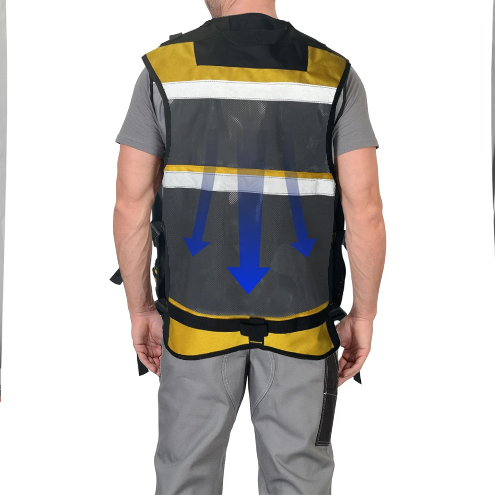 Imagem -02 - Colete Ferramenta com Alças Ajustáveis Colete de Trabalho Pesado Bolsos para Ferramentas Presilhas e Listras Reflexivas para Construção de Carpinteiro