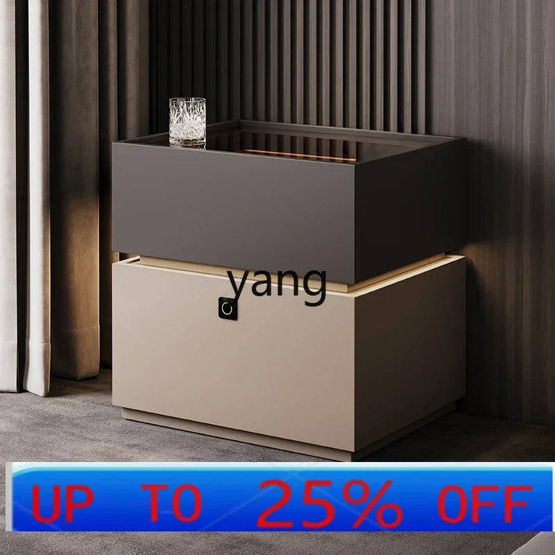 LH  minimalist smart bedside table with fingerprint lock safe multi-function bedside table